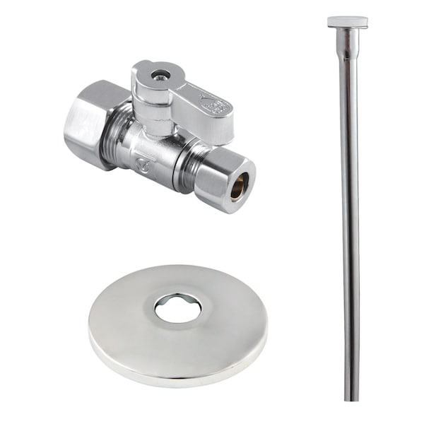 Toilet Supply Kit, 58 OD x 38 OD Comp Straight Valve, Polished Chrome